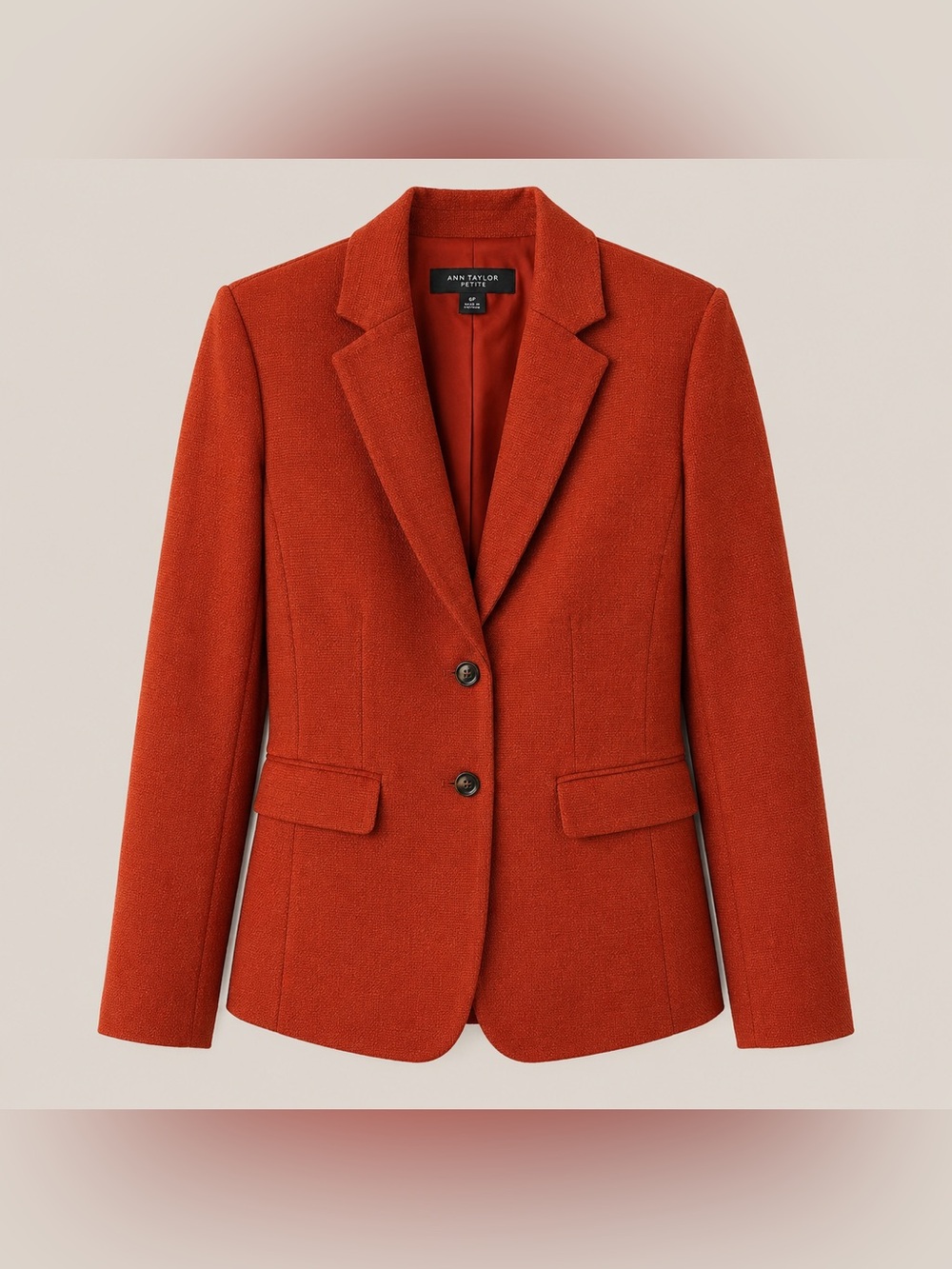 Ann Taylor The Greenwich Rust Orange Textured Blazer Size 2 Career Chic